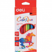 Олiвцi кольоровi Deli EC00100 12кол Color Run трикутний пластик корпус, карт/кор