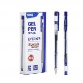 Ручка гелева Deli G65-Bl син 0,5мм прозорий корпус