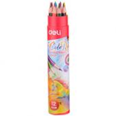Олiвцi кол Deli EC00307 12кол Color Run в тубi з чинкою