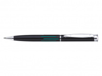 Ручка подарункова FlairP 1056 синiй РШ Trophy лакирований хромiрований чорний з кольоровими полосами