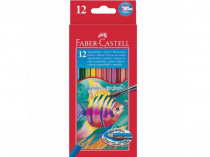 Олiвцi кольоровi Faber_Castell 114413 12кол шестигр аквар з пензликом карт/кор з пiдвiсом