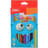 Олiвцi кол Deli EC00600 12кол 5мм Color Kids Jumbo трикутний, карт/кор