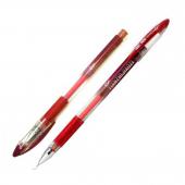 Ручка гелева Tianjiao TZ501B червоний 0,5 мм прозорий пластик, гумовий грип